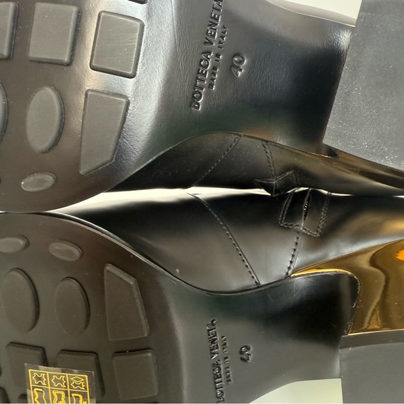 Bottega Veneta Tex Ankle Boot Tokyo Brush Calf Chromed Heel Black and Gold - Picture 6 of 7